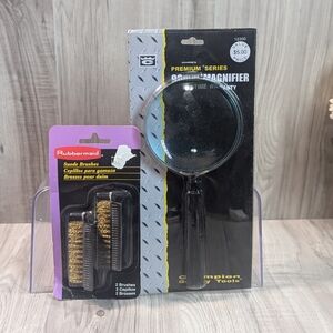 Grandpas Extras Large Magnifying Glass & Rubbermaid Suede Brushes VTG 95 NEW